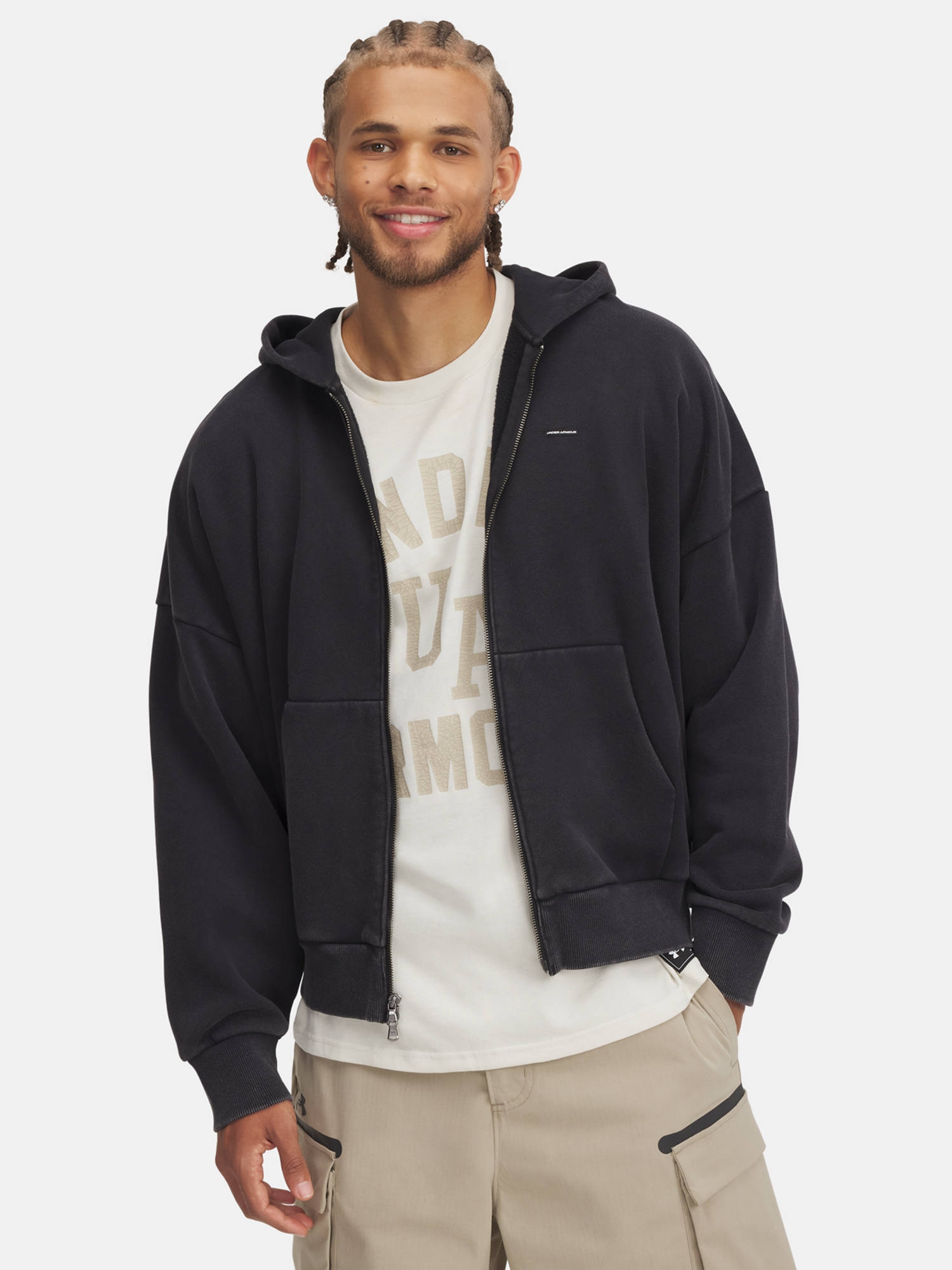 Under Armour Férfi Cipzáras Pulóver Icon HWT Fleece Wash FZ