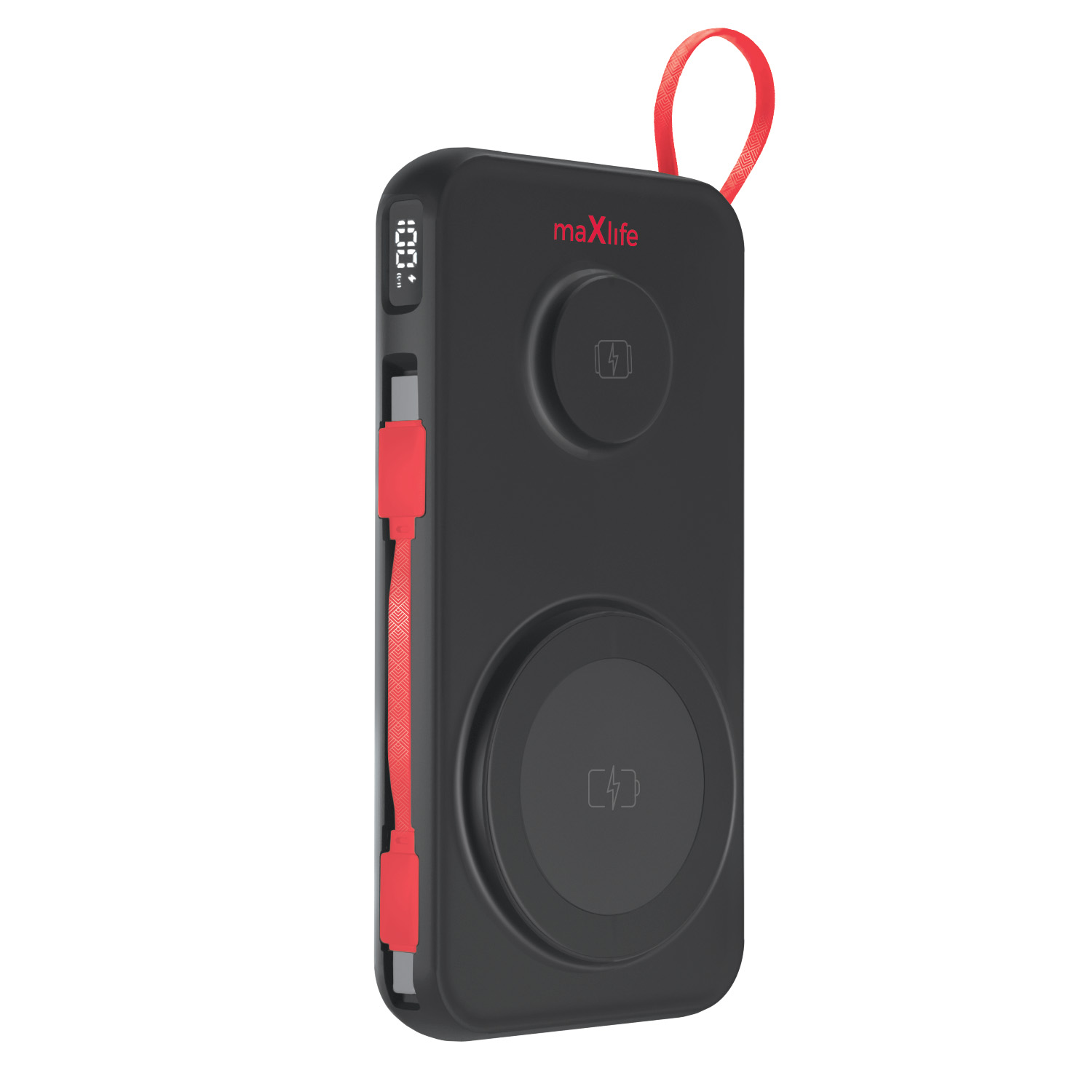 Maxlife MXPB-08 mágneses vezeték nélküli powerbank 10000mAh – 3 az 1-ben töltő, fekete