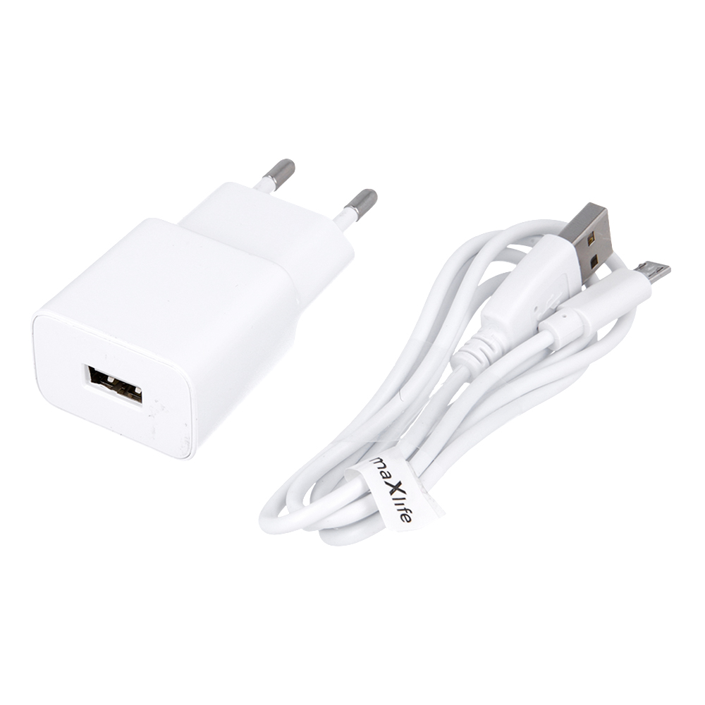 Maxlife MXTC-01 hálózati töltő 1xUSB 5V/1A + microUSB kábel