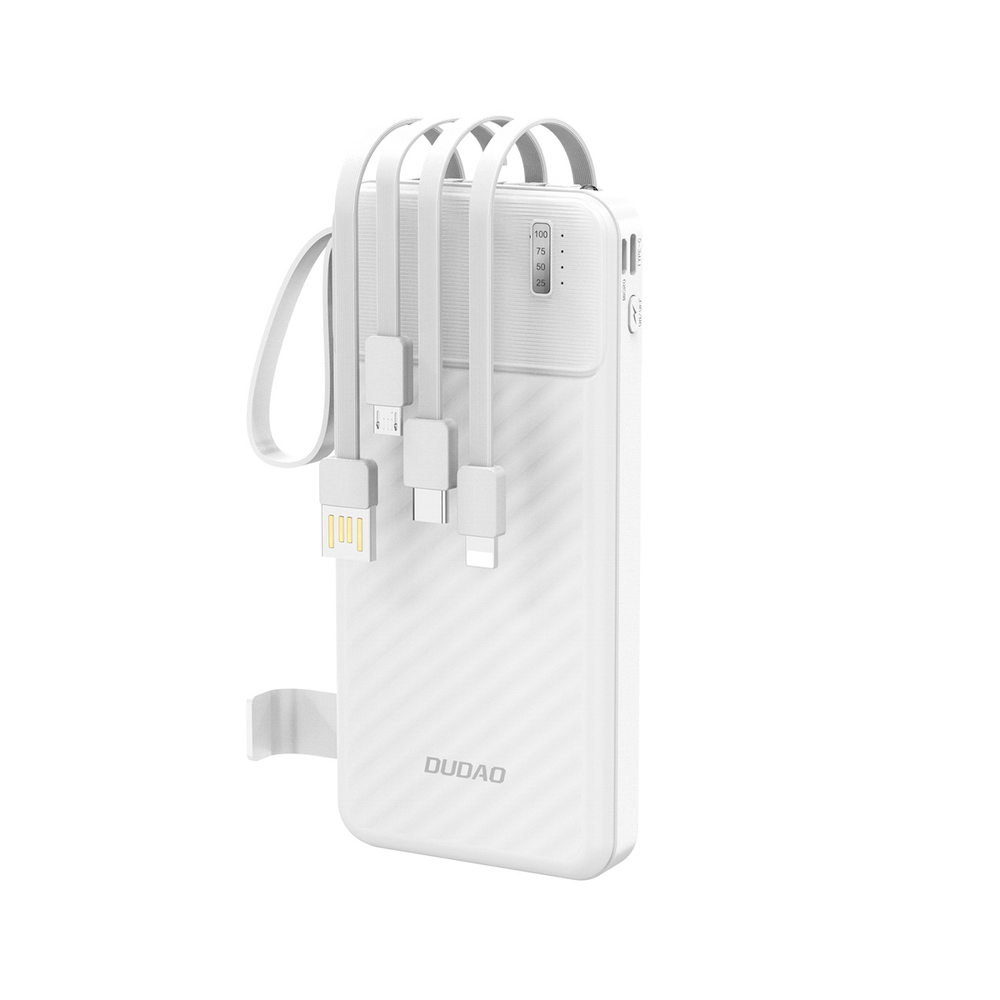 Dudao K11 10000mAh Powerbank - Beépített USB-C / Lightning / Micro-USB kábelekkel, LED kijelző, Kompakt Külső Akkumulátor