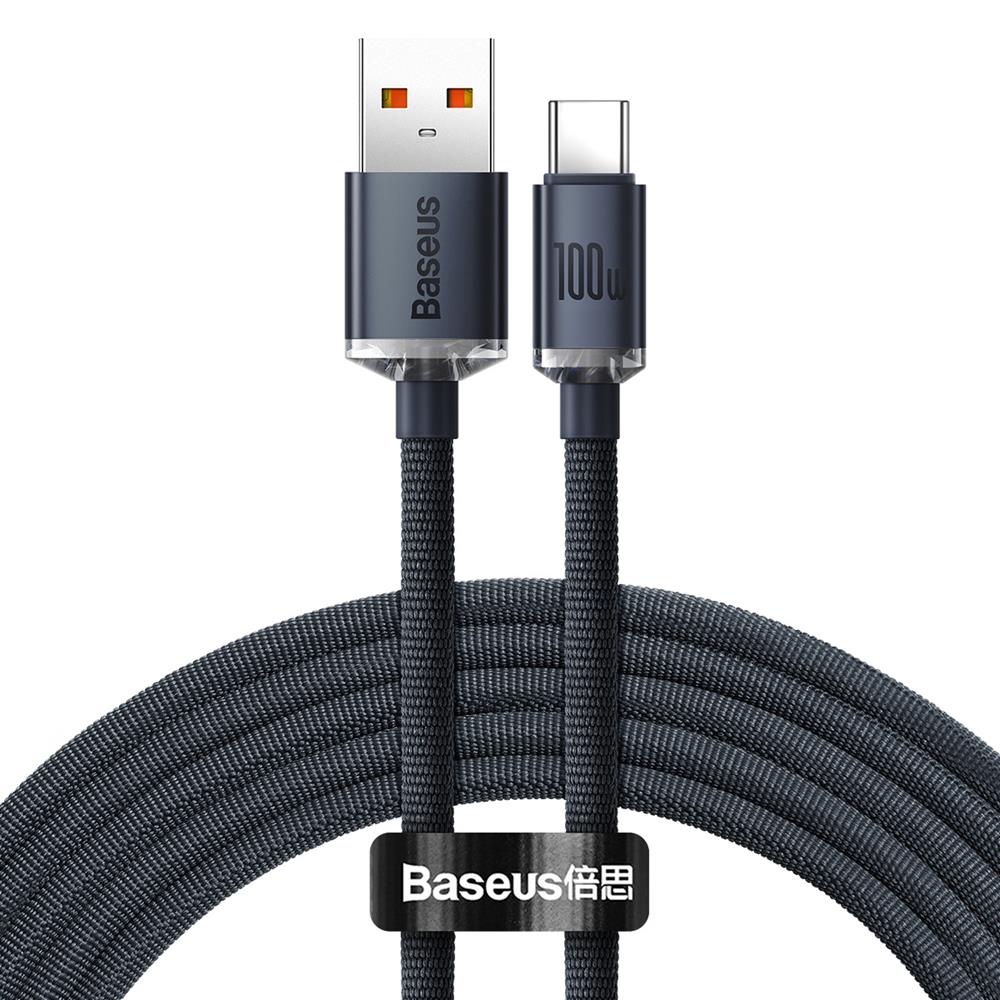 Baseus Cable Crystal Shine USB – USB-C 2,0 m 100 W – Fekete