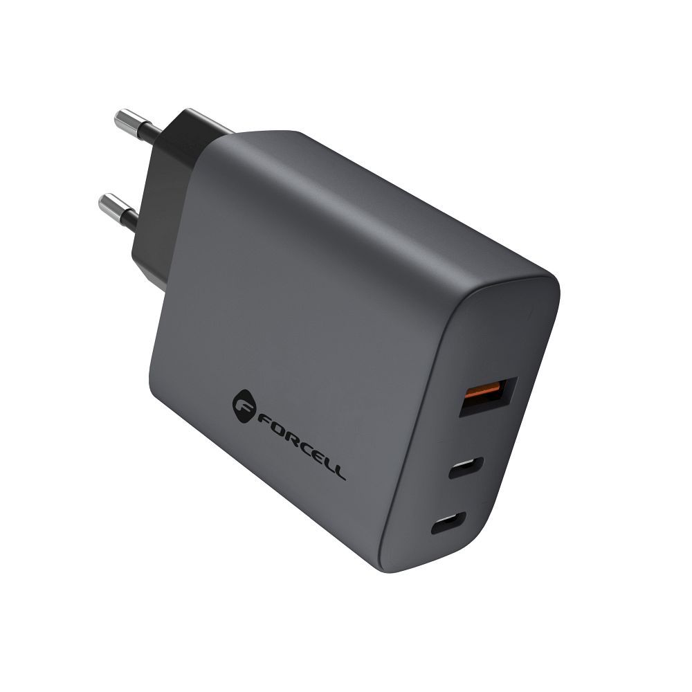 Forcell F-Energy VT-42B GaN Hálózati Töltő 65W, 2×USB-C + USB-A, PD/QC4.0, kompakt adapter