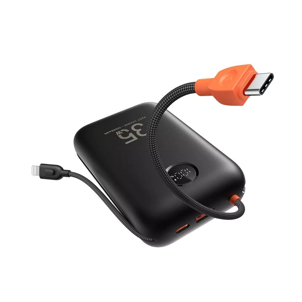 VEGER K3 W3018 30000mAh Powerbank, 35W PD/QC3.0, beépített USB-C + Lightning kábel, LED kijelző