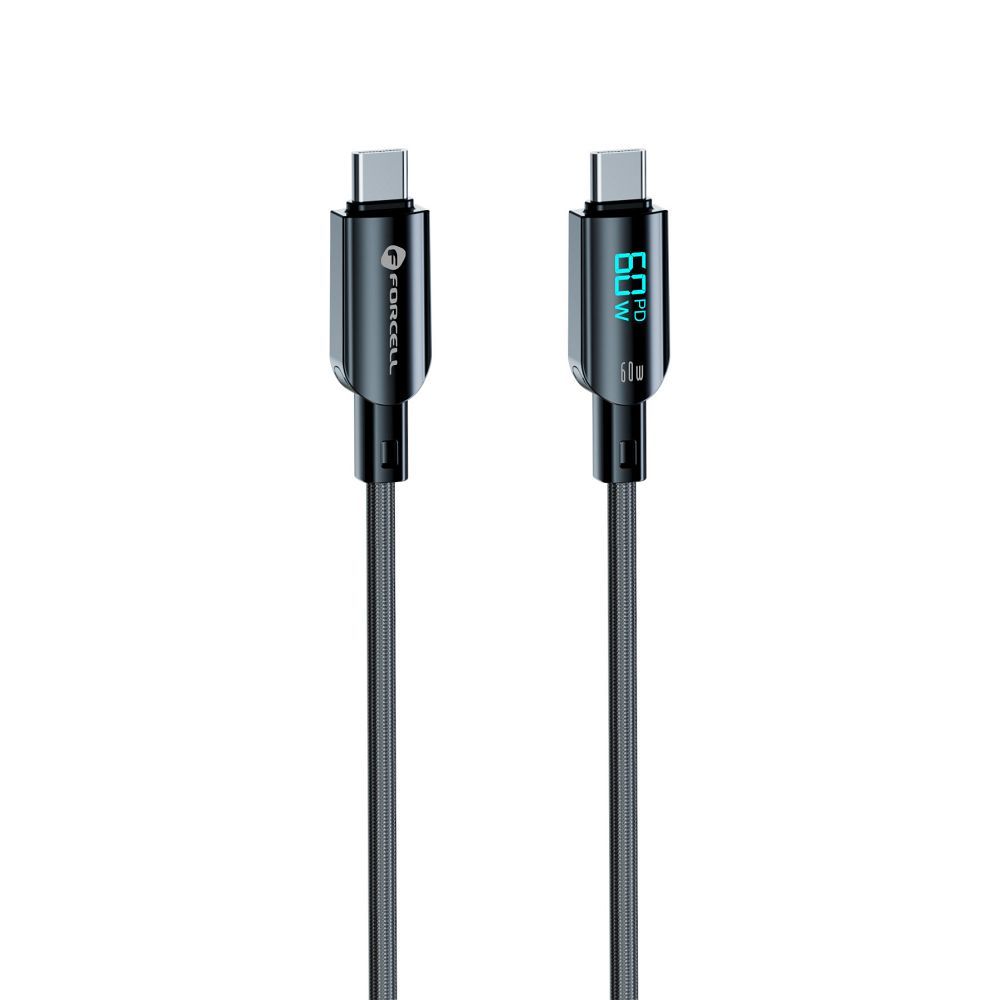 Forcell F-Energy C274 USB-C – USB-C gyorstöltő kábel 60W, digitális teljesítménykijelzővel, 1,2 méter – 2. kép