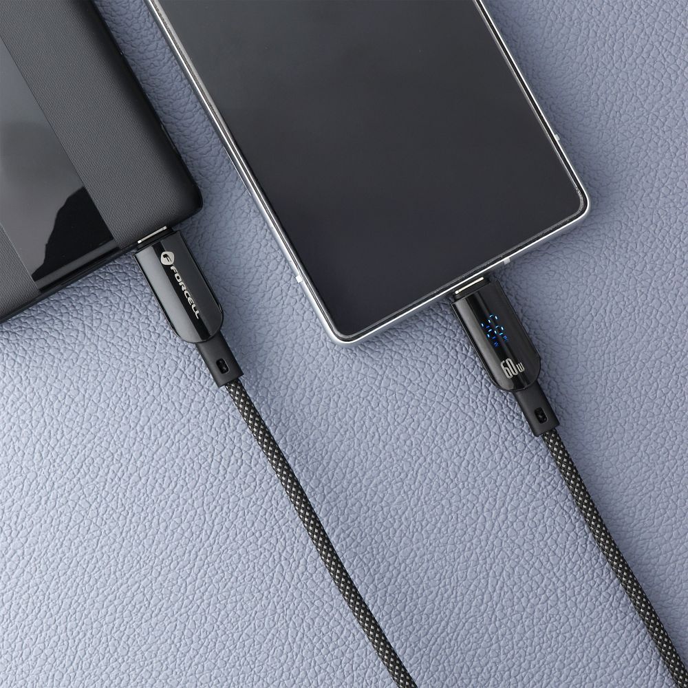Forcell F-Energy C274 USB-C – USB-C gyorstöltő kábel 60W, digitális teljesítménykijelzővel, 1,2 méter – 4. kép