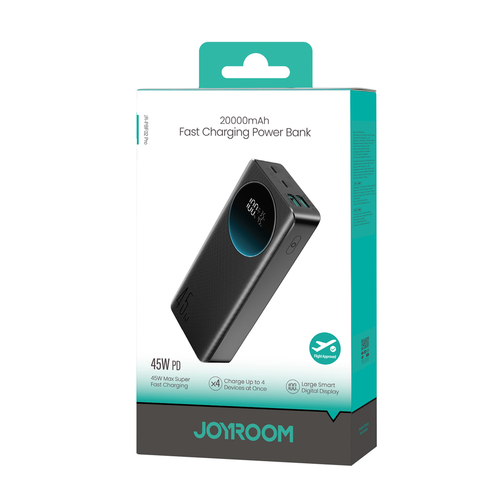 Joyroom JR-PBF02 Pro 20000mAh Powerbank, 45W PD, 2×USB-C + 2×USB-A, digitális kijelző – 7. kép