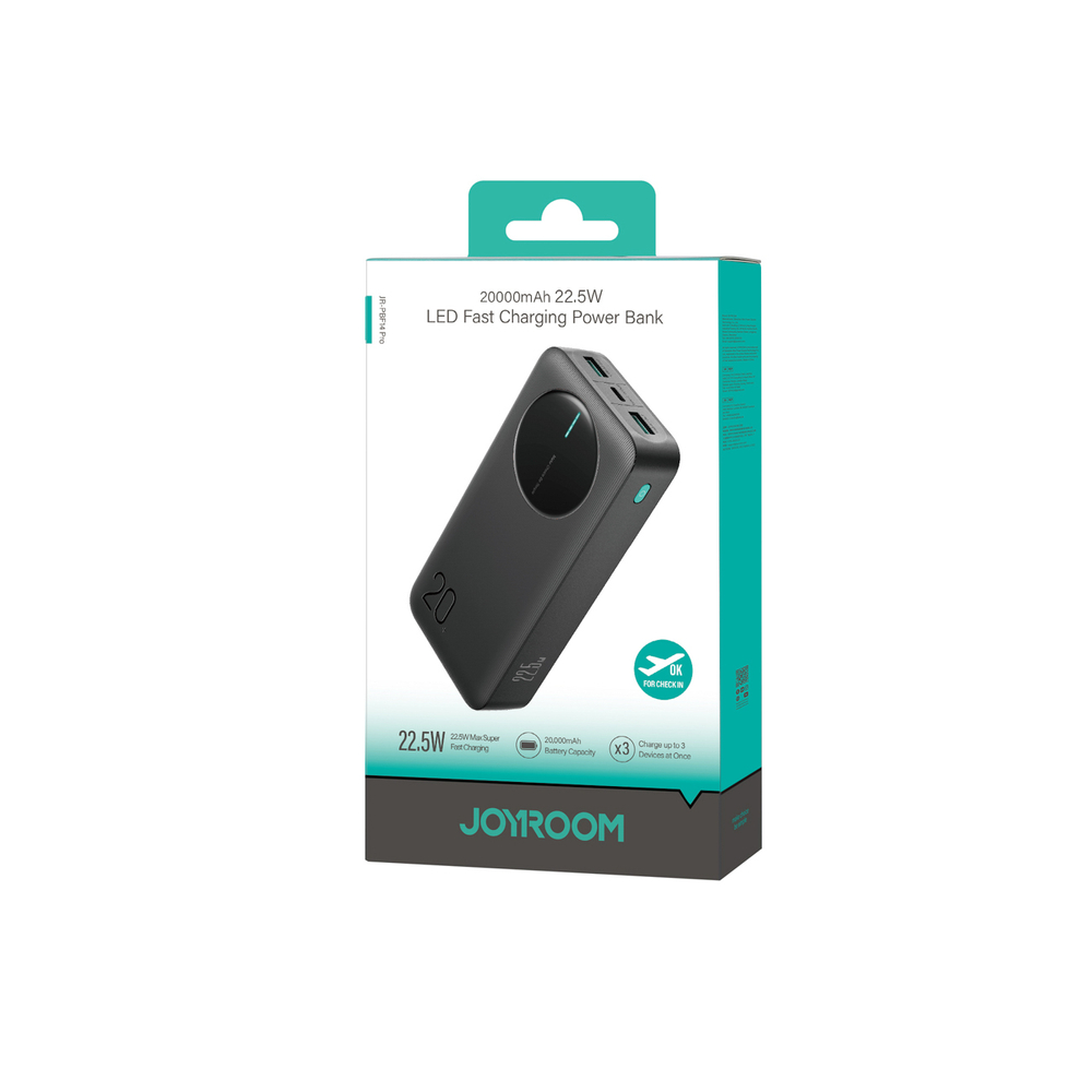 Joyroom JR-PBF14 Pro 20000mAh Powerbank, 22.5W PD/QC, 2×USB-A + USB-C, digitális kijelző – 7. kép