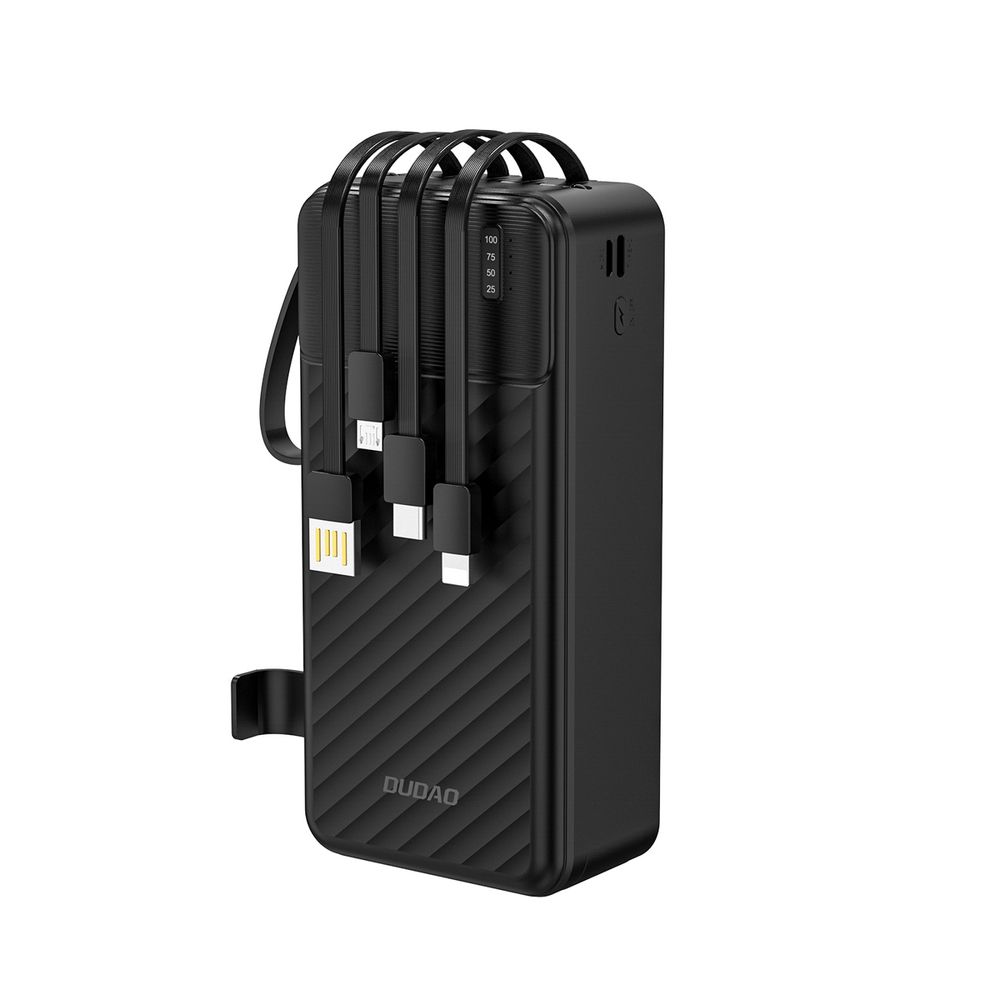 Dudao K11 Max 30000mAh Powerbank, 10W, Beépített kábelek (USB-C / Lightning / micro USB / USB-A), Telefontartó