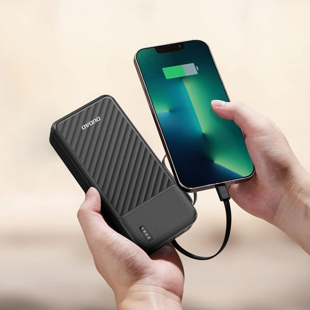 Dudao K11 Max 30000mAh Powerbank - 10W, Beépített kábelek (USB-C / Lightning / micro USB / USB-A), Telefontartó – 10. kép