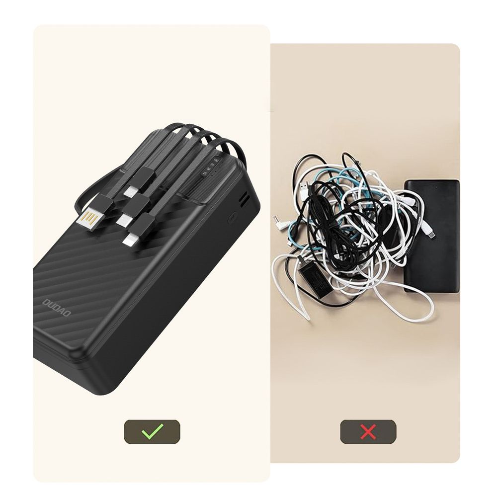 Dudao K11 Max 30000mAh Powerbank - 10W, Beépített kábelek (USB-C / Lightning / micro USB / USB-A), Telefontartó – 16. kép