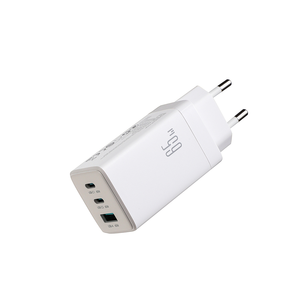 Joyroom JR-TG10 65W GaN Hálózati Töltő, 2×USB-C + USB-A, PD/PPS/QC gyorstöltés + USB-C kábel