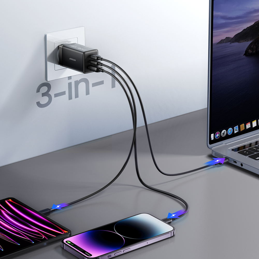 Joyroom JR-TG10 65W GaN Hálózati Töltő, 2×USB-C + USB-A, PD/PPS/QC gyorstöltés + USB-C kábel – 22. kép