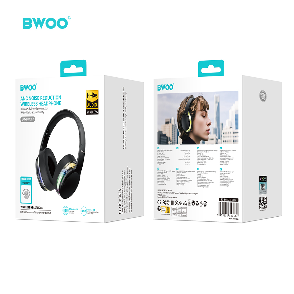 BWOO BW587 Prémium ANC Bluetooth vezeték nélküli fejhallgató – Zajszűréssel, kiváló hangminőséggel – 7. kép