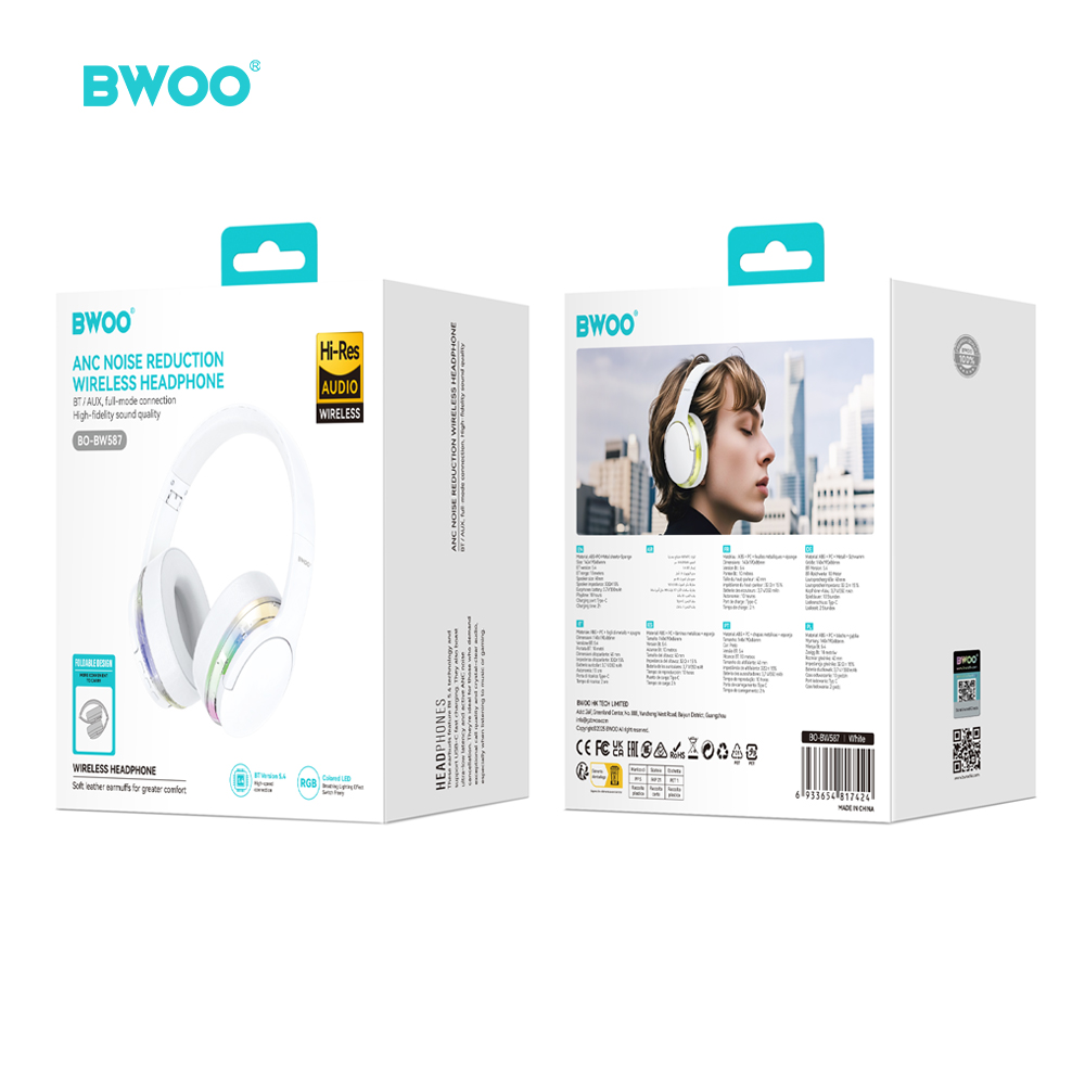 BWOO BW587 Prémium ANC Bluetooth vezeték nélküli fejhallgató – Zajszűréssel, kiváló hangminőséggel – 8. kép