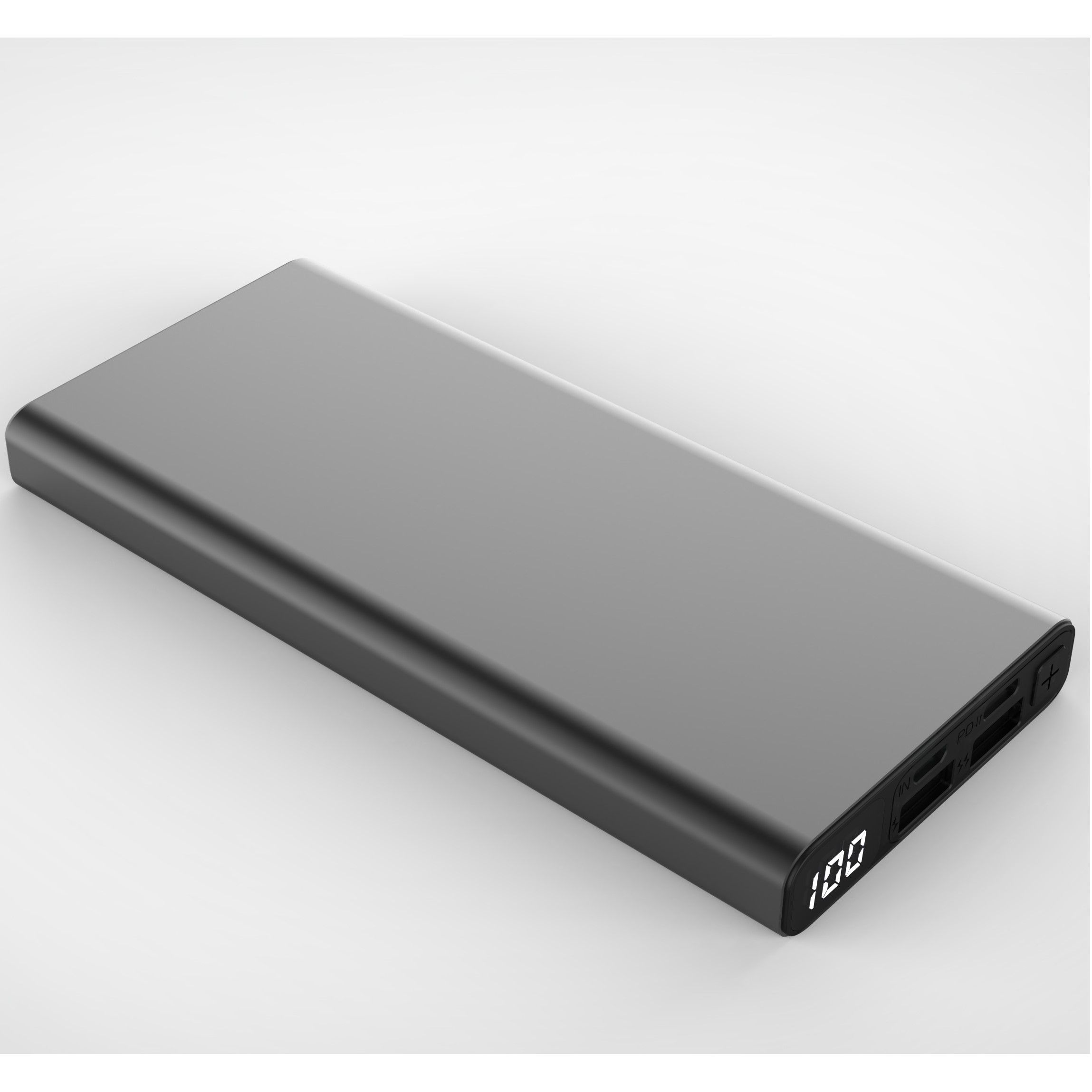 QUALO QPB10-LD-23-18 10000mAh Powerbank, LED Kijelzővel, 23W, Gyors Töltés, Szürke – 9. kép