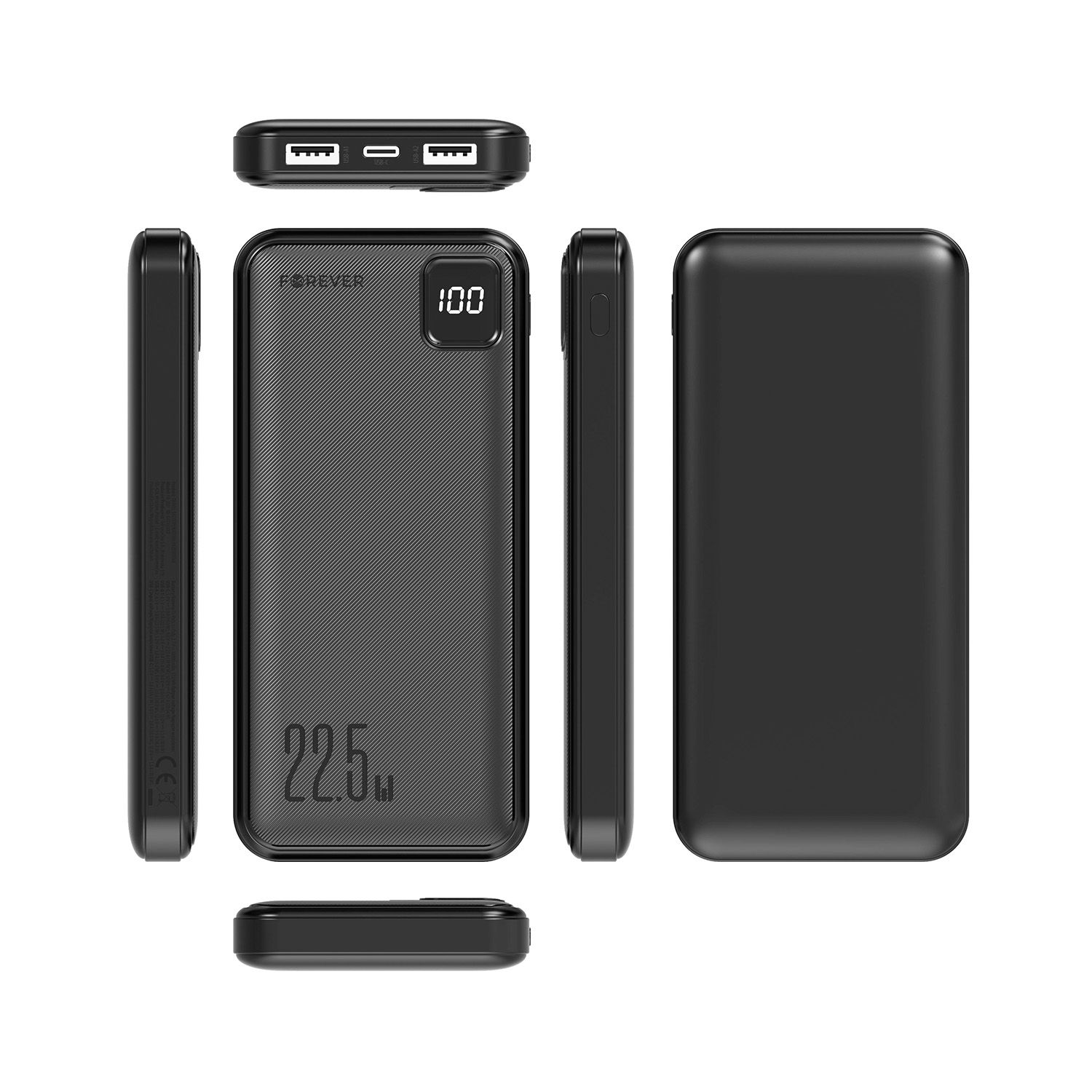 Forever TB-300M PD QC 10000 mAh 22,5W Powerbank, Gyors Töltés – Fekete – 14. kép