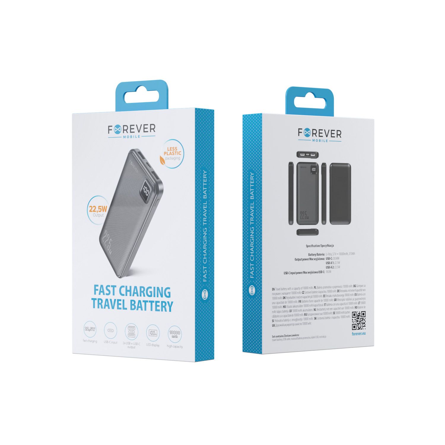 Forever TB-300M PD QC 10000 mAh 22,5W Powerbank, Gyors Töltés – Fekete – 22. kép
