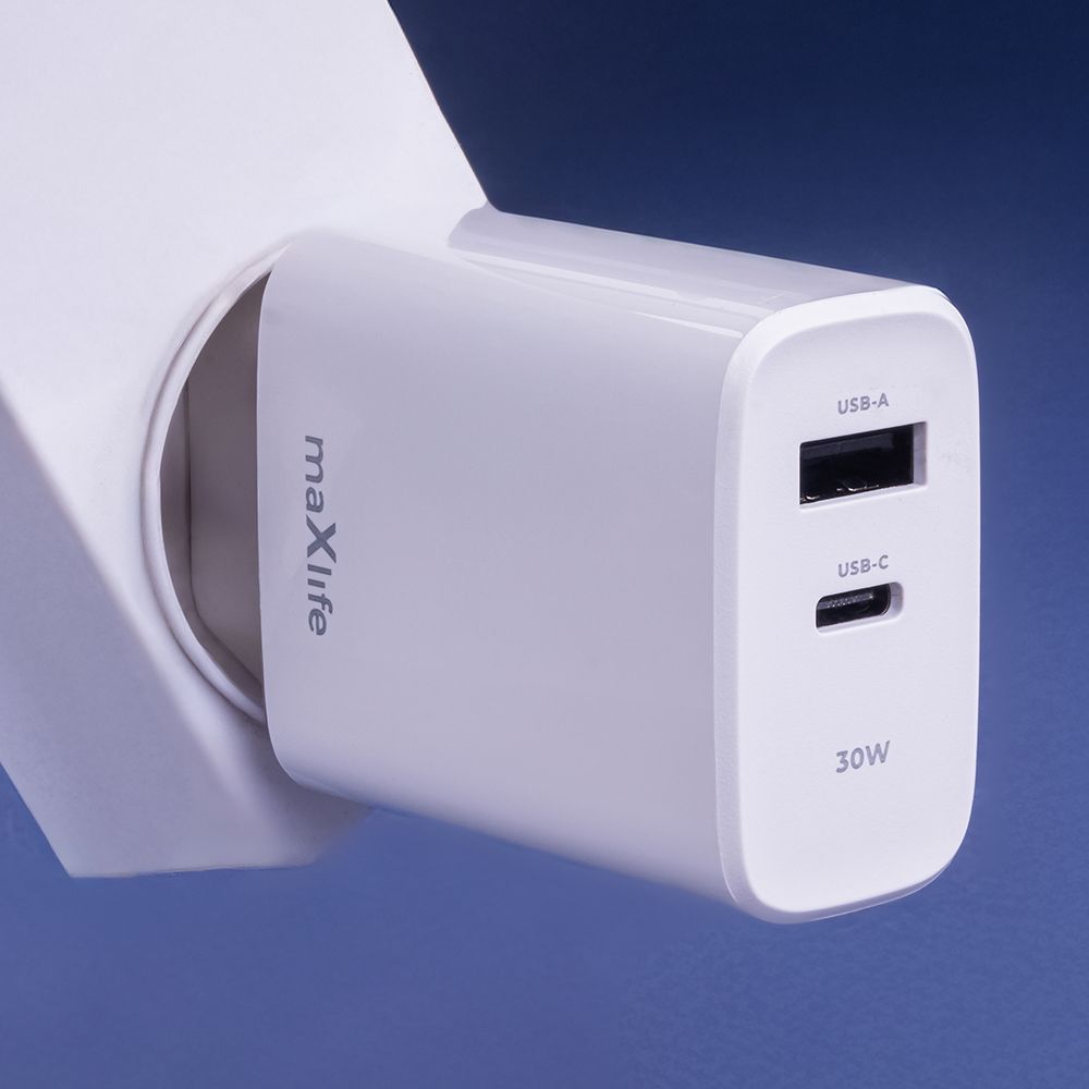Maxlife MXTC-10-30AC USB-C + USB hálózati töltő – 30W, fehér – 12. kép