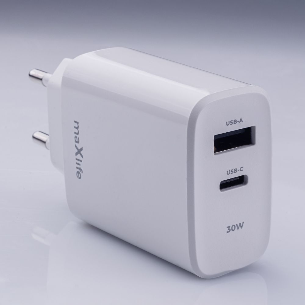 Maxlife MXTC-10-30AC USB-C + USB hálózati töltő – 30W, fehér – 13. kép