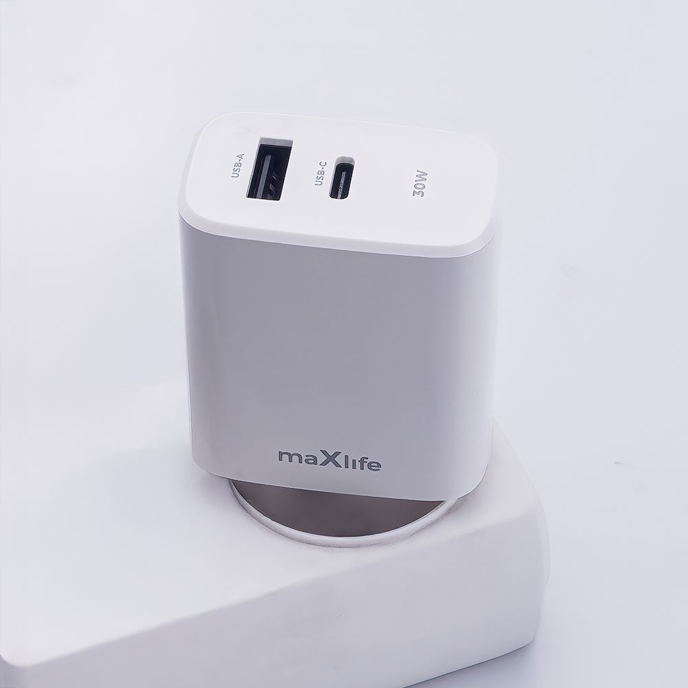 Maxlife MXTC-10-30AC USB-C + USB hálózati töltő – 30W, fehér – 14. kép