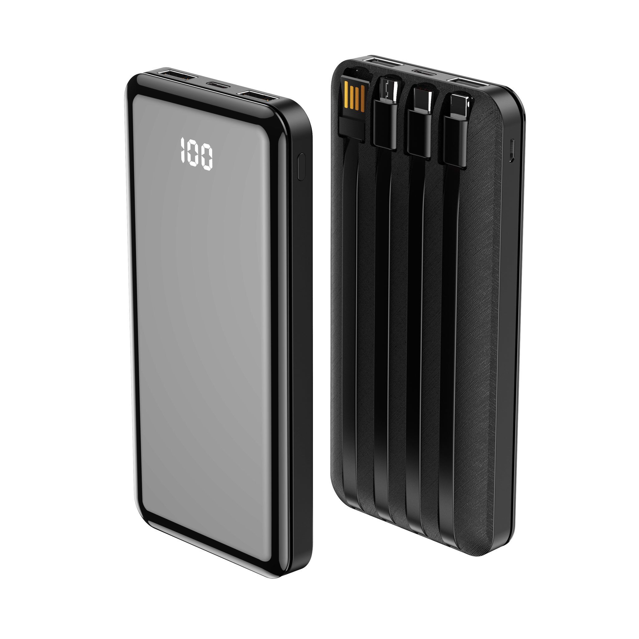 Forever TB-411 ALLin1 10000mAh powerbank – beépített kábelekkel (USB-C + Lightning + microUSB) – fekete – 6. kép
