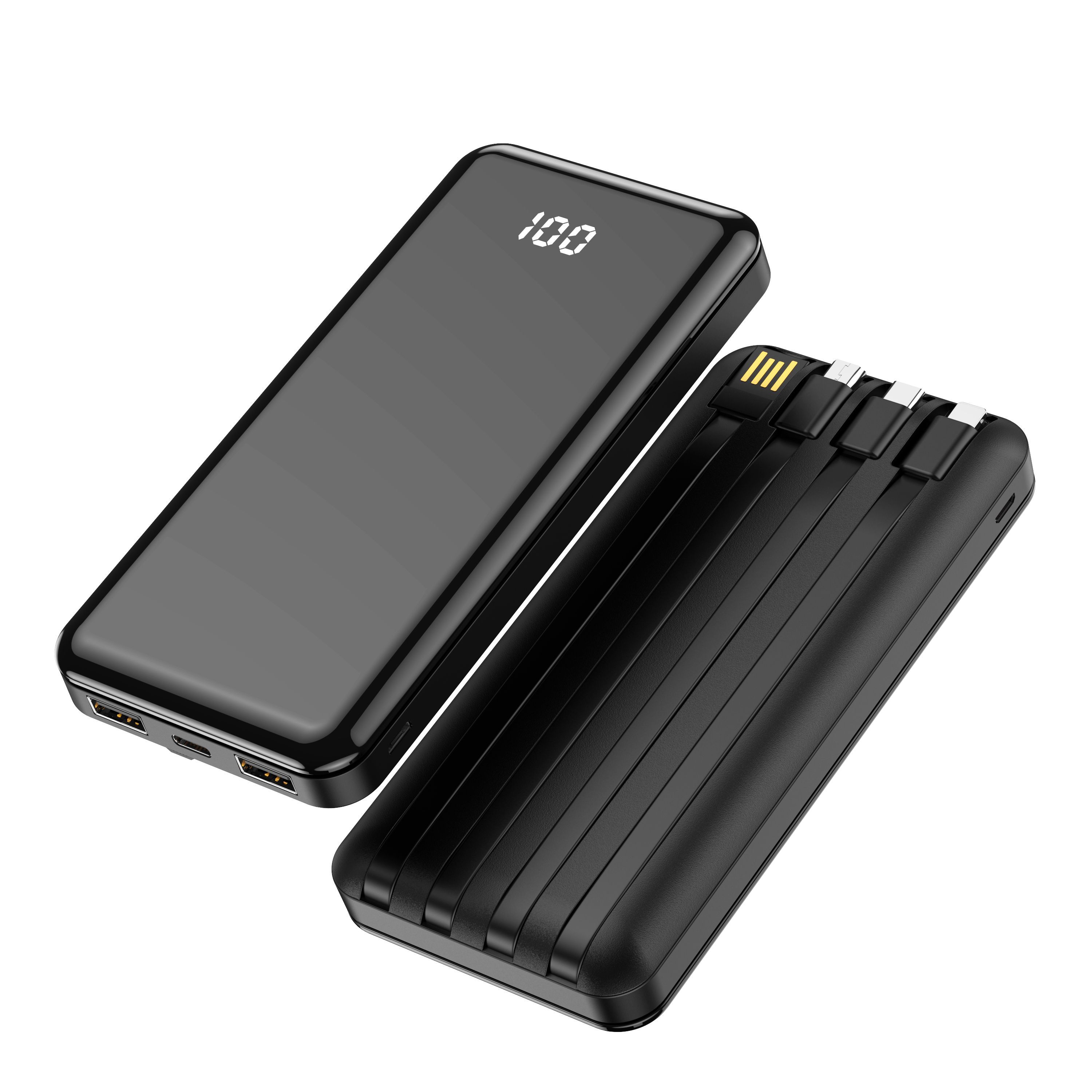 Forever TB-411 ALLin1 10000mAh powerbank – beépített kábelekkel (USB-C + Lightning + microUSB) – fekete – 8. kép