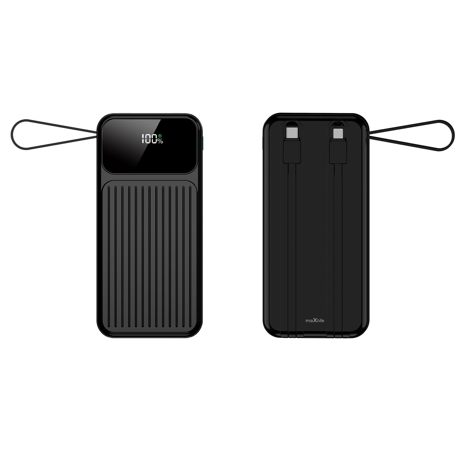 Maxlife MXPB-06 Beépített Kábeles Power Bank – 10000 mAh PD QC 22,5W Gyors töltő, Fekete – 13. kép