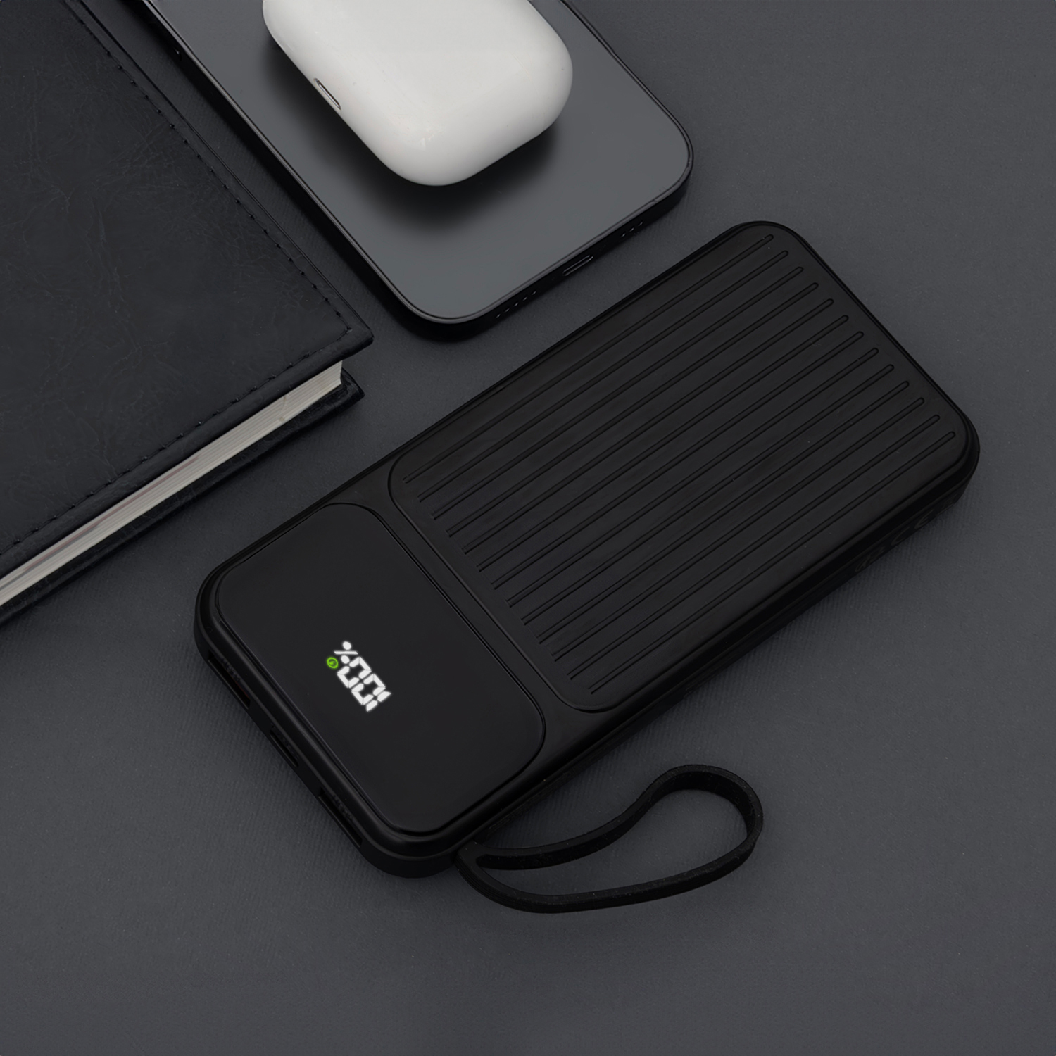 Maxlife MXPB-06 Beépített Kábeles Power Bank – 10000 mAh PD QC 22,5W Gyors töltő, Fekete – 18. kép