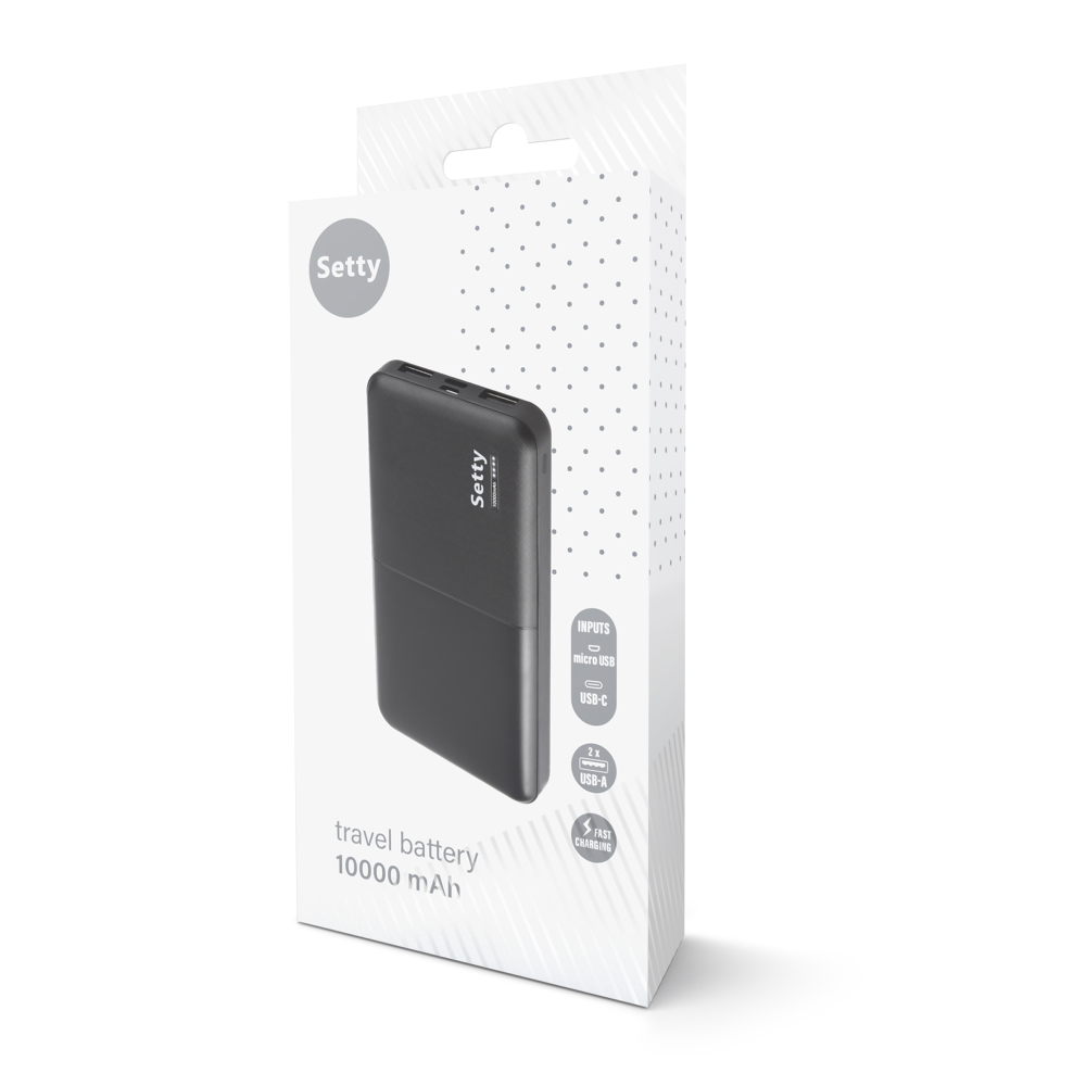 Setty SPB-10 10000mAh hordozható powerbank – fekete – 14. kép