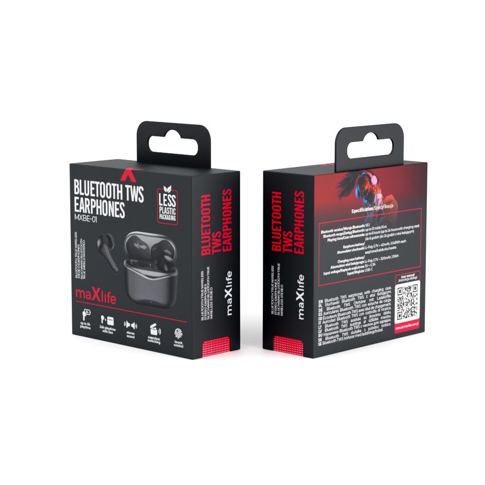 Maxlife MXBE-01 TWS Bluetooth vezeték nélküli fülhallgató – Fekete, töltőtokkal – 11. kép