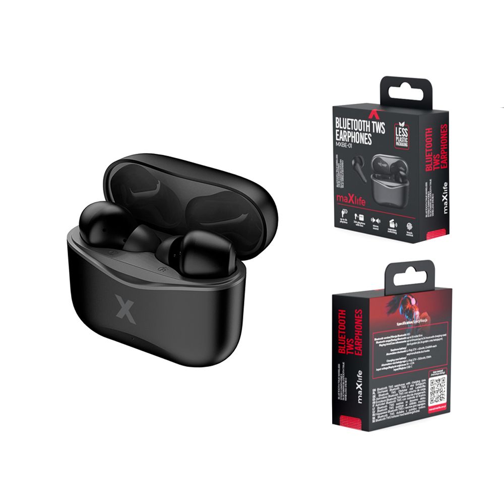 Maxlife MXBE-01 TWS Bluetooth vezeték nélküli fülhallgató – Fekete, töltőtokkal – 12. kép