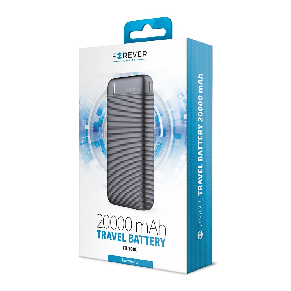 Forever TB-100L Powerbank – 20000mAh Nagy Kapacitású Külső Akkumulátor, Fekete – 16. kép