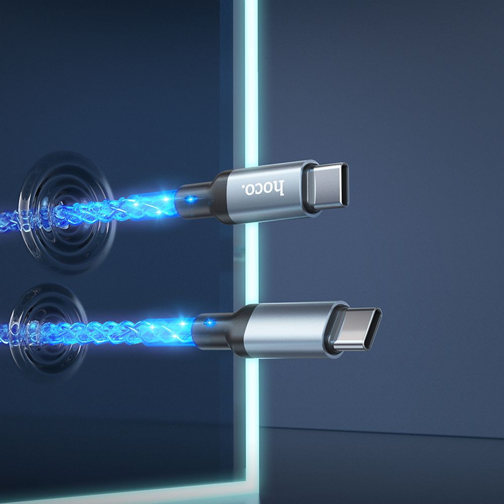 Hoco U112 Shine USB-C – USB-C LED világításos gyorstöltő és adatkábel 60W, 1 méter – 17. kép