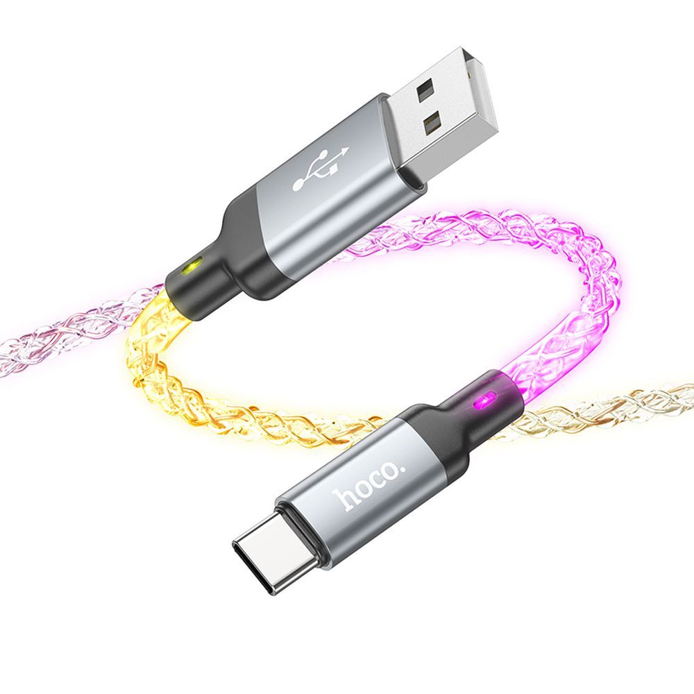 Hoco U112 Shine USB-A – USB-C LED világításos gyorstöltő és adatkábel 3A, 1 méter – 14. kép