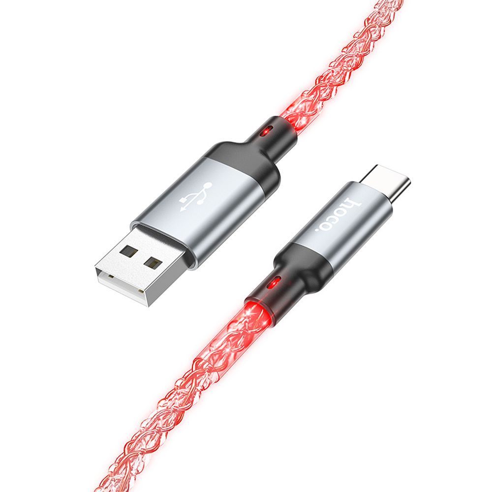 Hoco U112 Shine USB-A – USB-C LED világításos gyorstöltő és adatkábel 3A, 1 méter – 15. kép