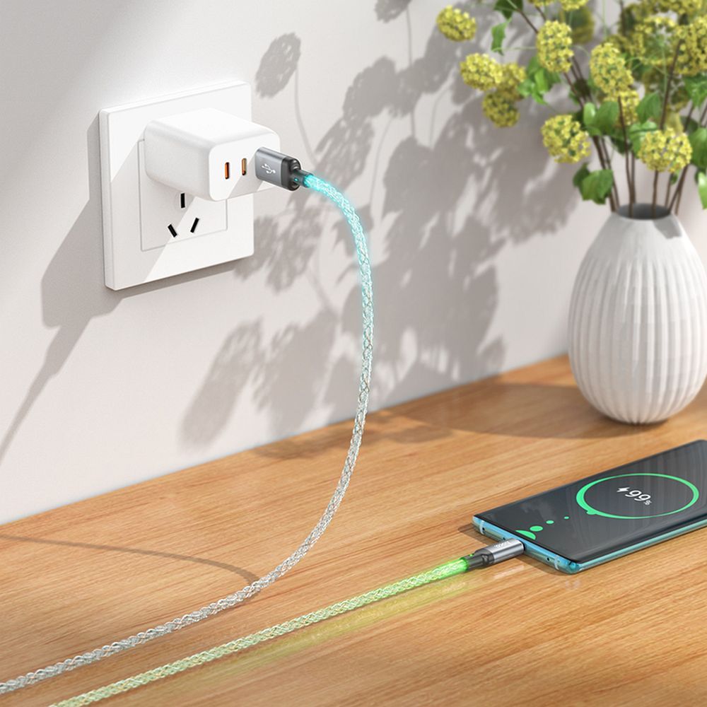 Hoco U112 Shine USB-A – USB-C LED világításos gyorstöltő és adatkábel 3A, 1 méter – 16. kép