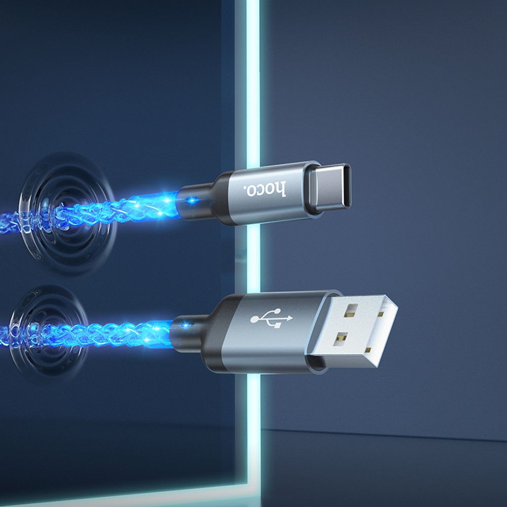 Hoco U112 Shine USB-A – USB-C LED világításos gyorstöltő és adatkábel 3A, 1 méter – 17. kép