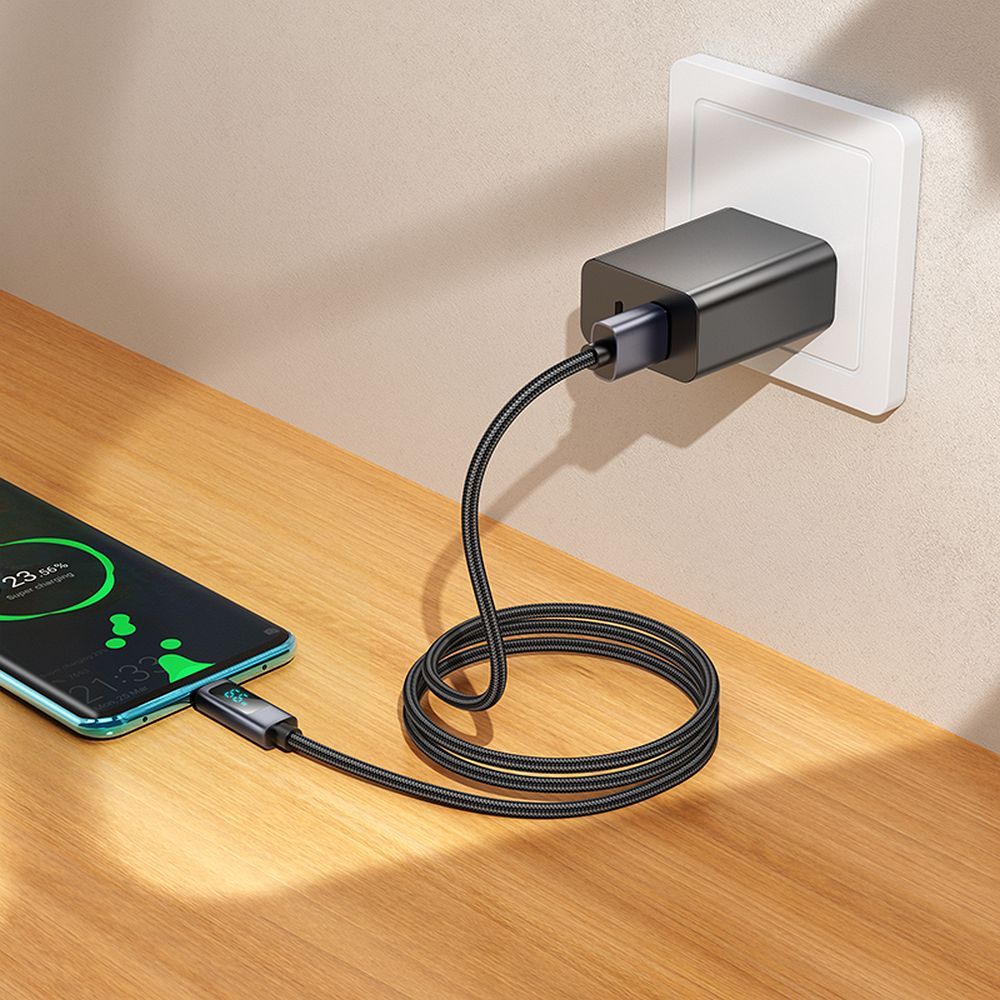 Hoco X112 USB-A – USB-C gyorstöltő és adatkábel digitális kijelzővel 5A, 1 méter – 17. kép