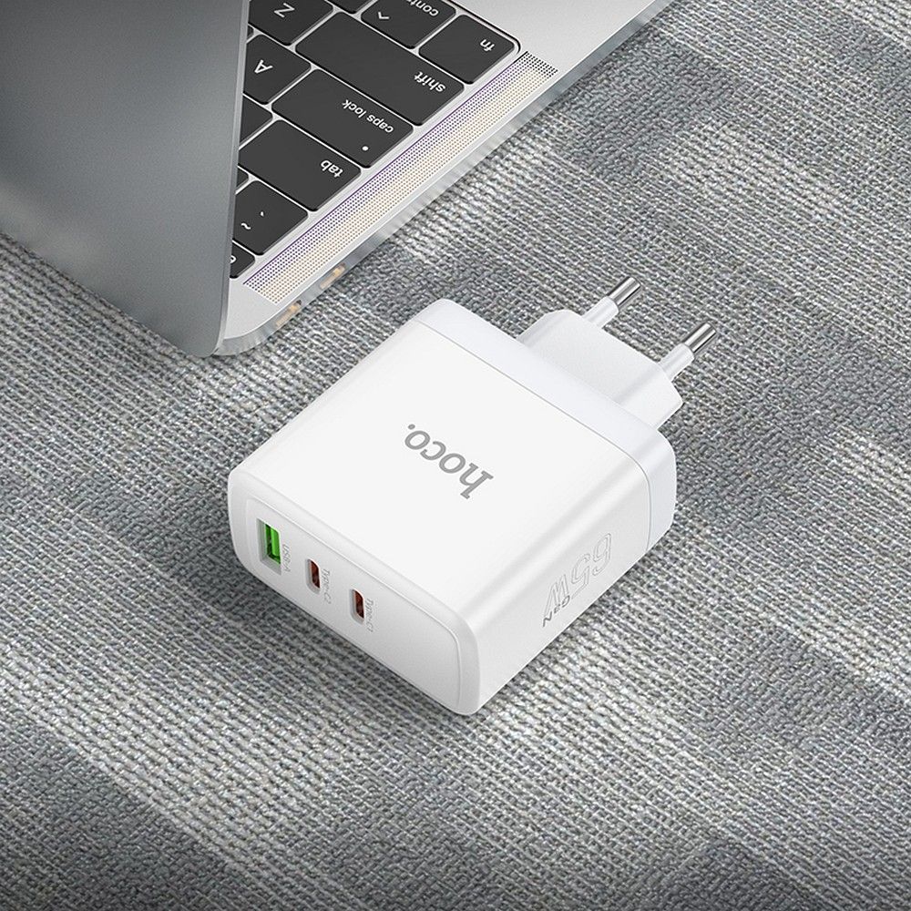 Hoco N30 GaN 65W gyorstöltő – 2× USB-C + USB-A, Power Delivery, Quick Charge, laptop töltéshez – 16. kép