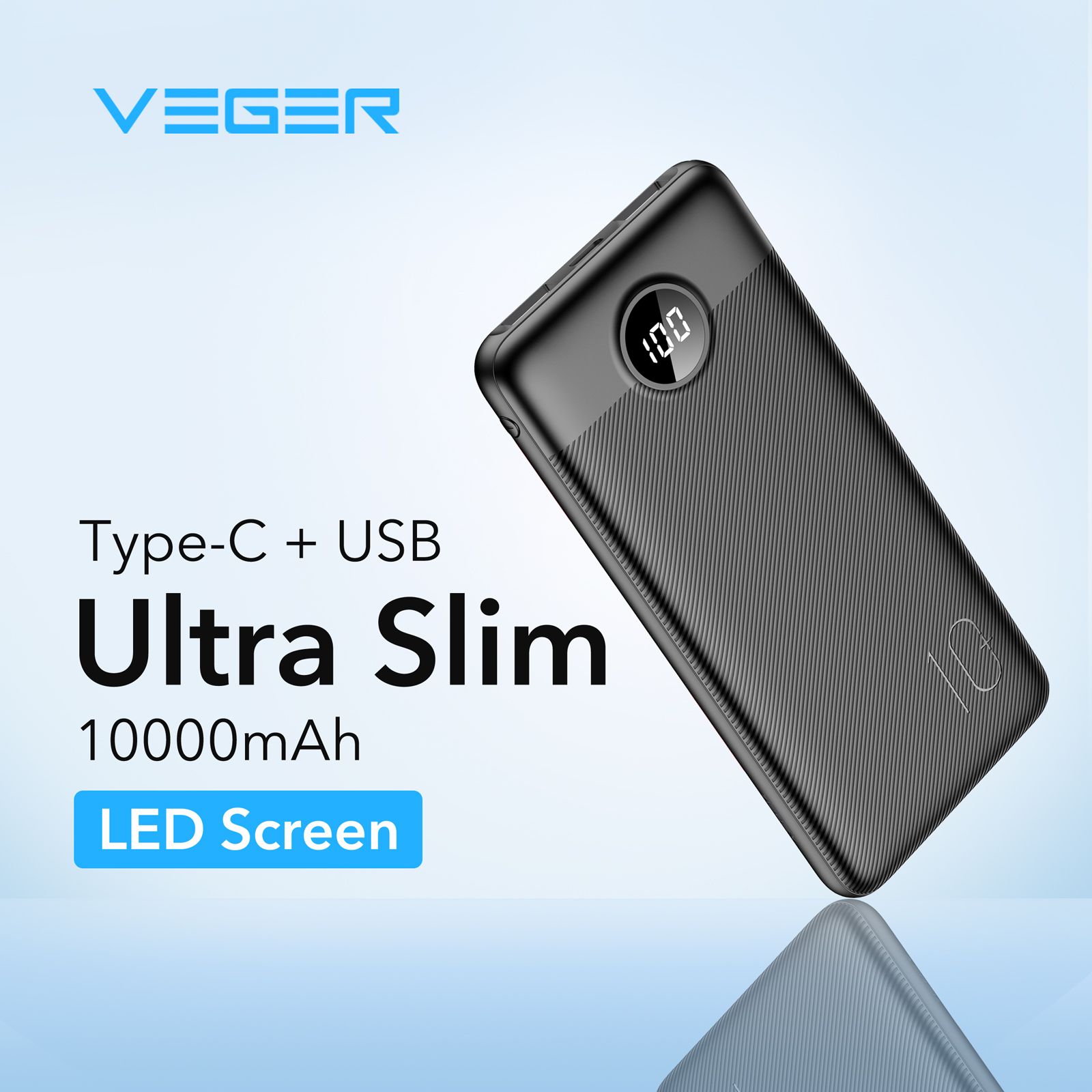 Veger L10S W1105PD 10000mAh Powerbank, 20W PD/QC3.0, digitális kijelző, 2×USB-A + USB-C – 16. kép