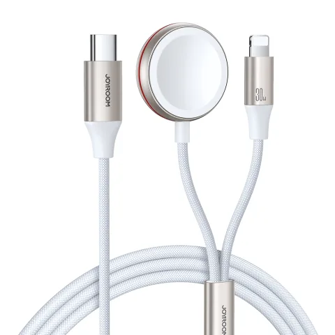 Joyroom S-IW012 2 az 1-ben USB-C – Lightning és Apple Watch Mágneses Töltőkábel 30W 1,5 m