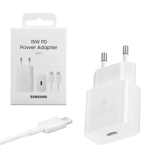 Samsung Travel Charger EP‑T1510X 15W hálózati gyorstöltő – 1m, USB‑C - USB‑C kábellel
