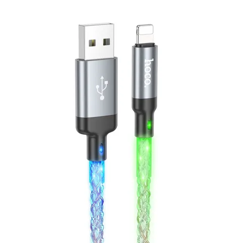 Hoco U112 Shine USB-A – Lightning Kábel 2.4A 1m – LED világításos töltő- és adatkábel